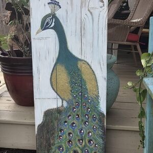 Peacock Wall Art on Wood